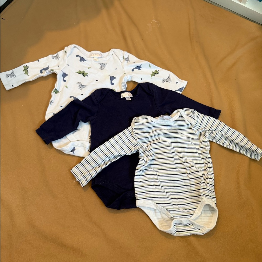 Navy and Striped Baby Bodysuit Set